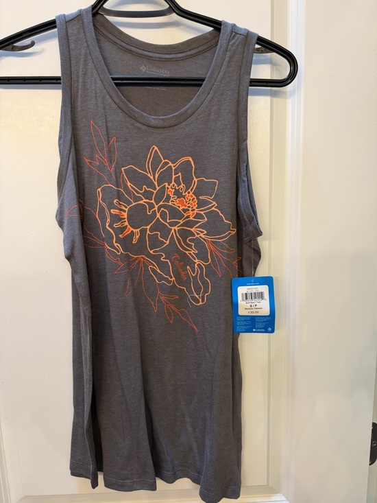 Columbia Tops - Columbia Gray Tank with Orange Floral Outline bluff mesa shirt